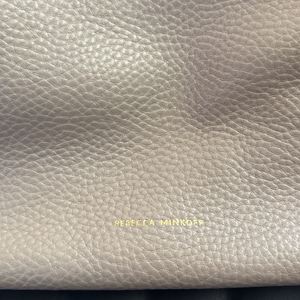 Rebecca Minkoff Darren Pebble Leather Satchel Crossbody Gold Tan - Picture 6 of 7